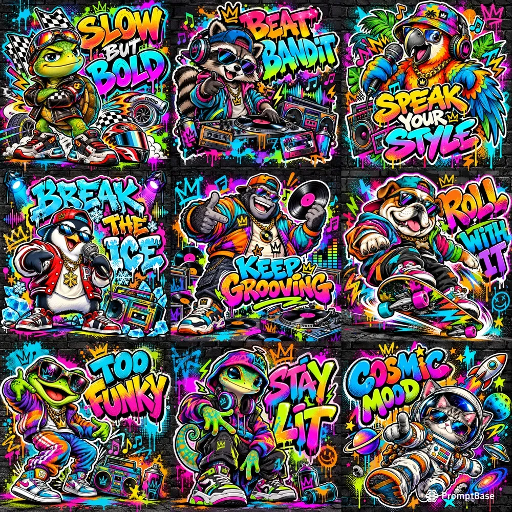 Funky Graffiti Character Posters