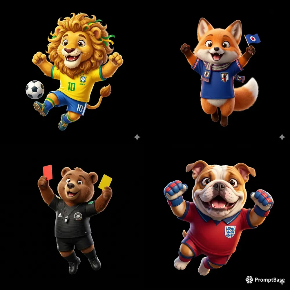3D Cute World Cup Football Animals