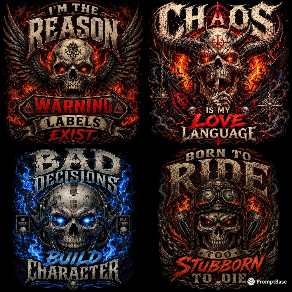 Dark Humor Skull Typography Tshirts