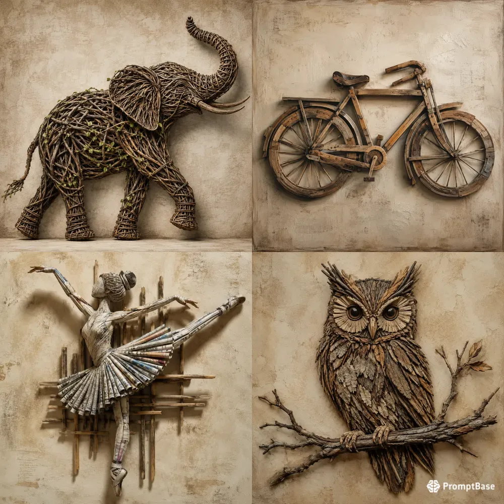 Rustic Assemblage Art Silhouettes