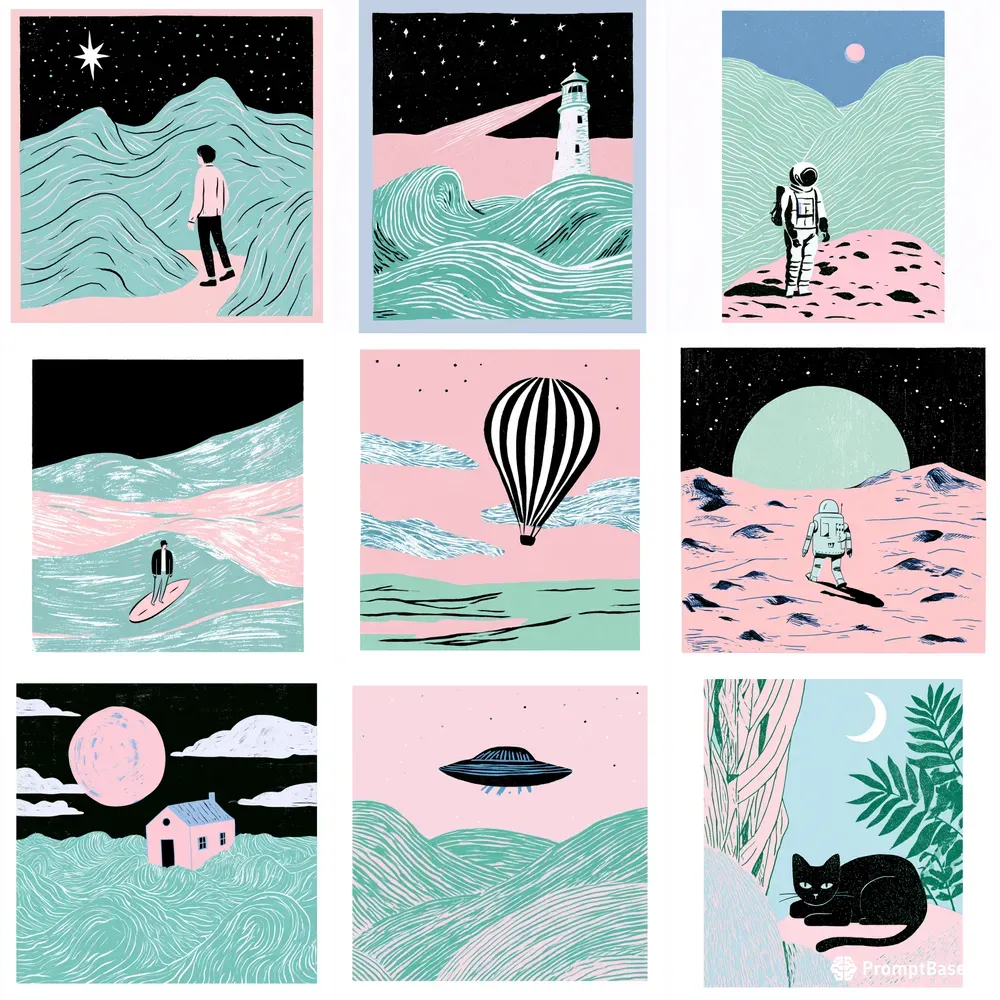 Retro Minimal Poster Illustrations