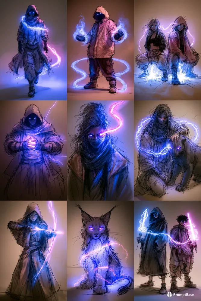 Electric Arcane Sketch Characters