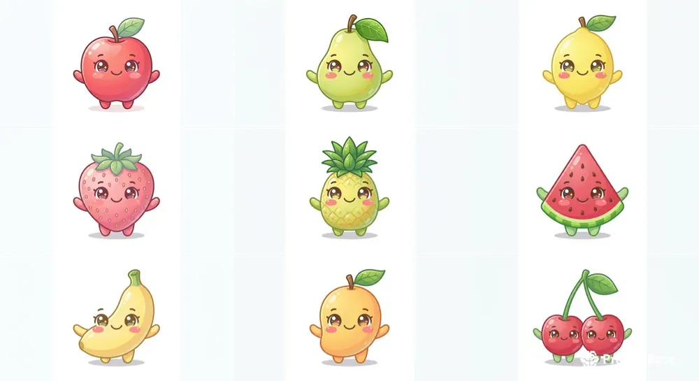 Cute Chibi Fruit Mascot Characters