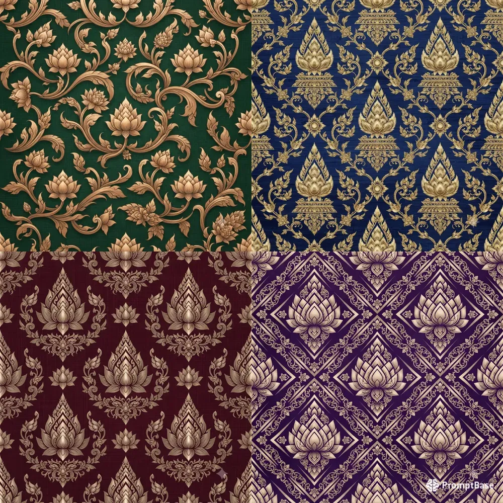 Thai Lotus Silk Seamless Patterns