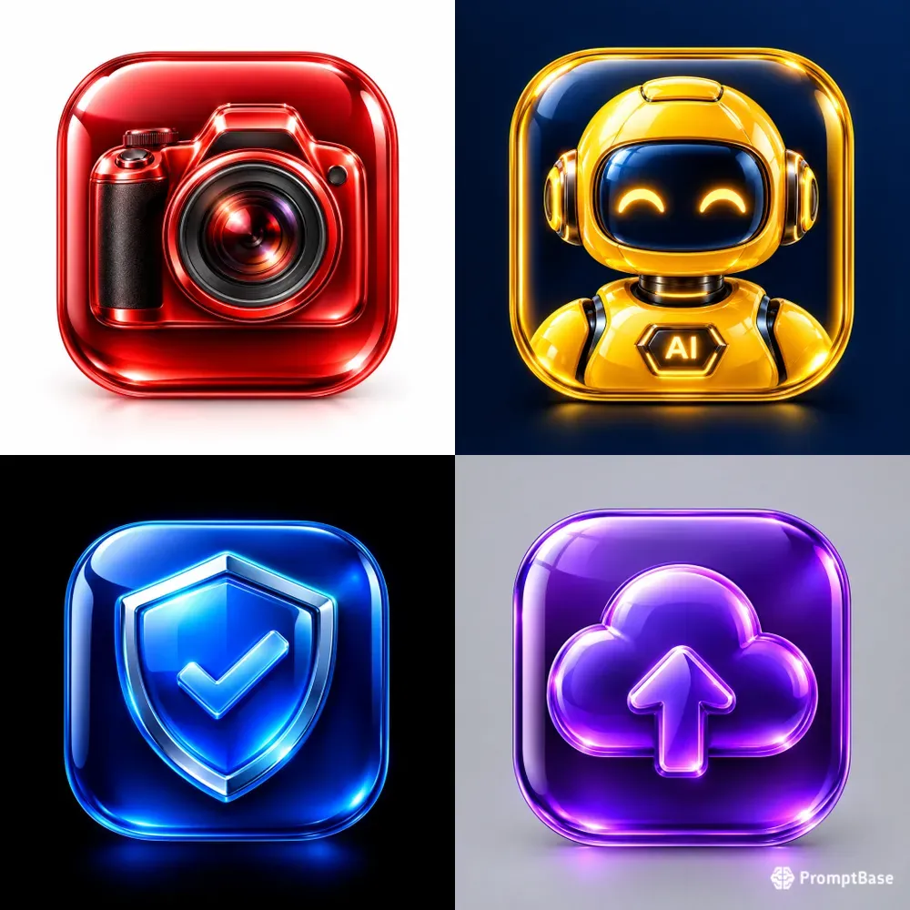 Futuristic Glossy 3D App Icon Makers
