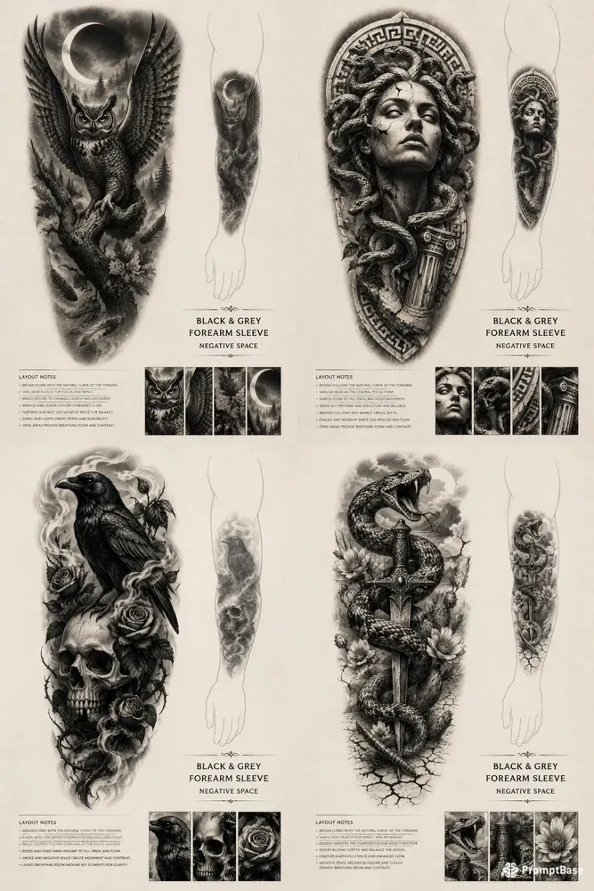 Black Grey Tattoo Flash Sheets
