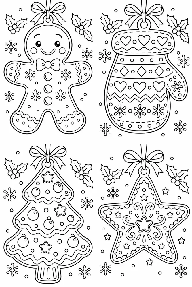 Holiday Cookie Ornaments Coloring Pages