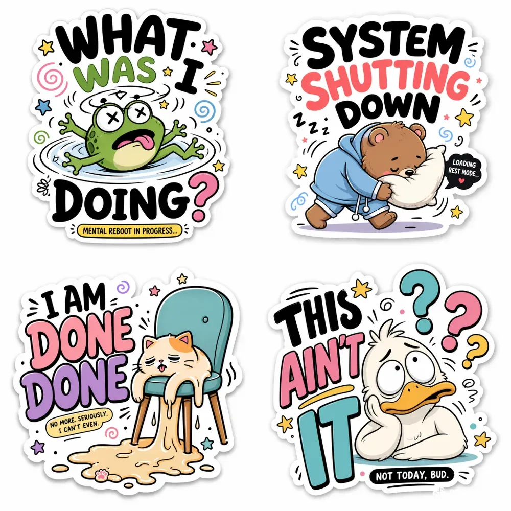 Funny Burnout Animal Stickers
