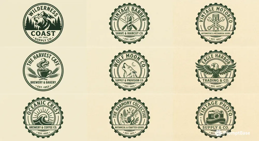 Minimalist 2D Retro Vintage Logo Designs