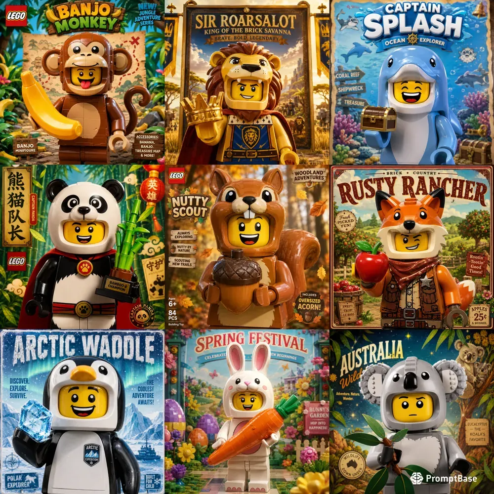 Lego Animal Poster Portraits