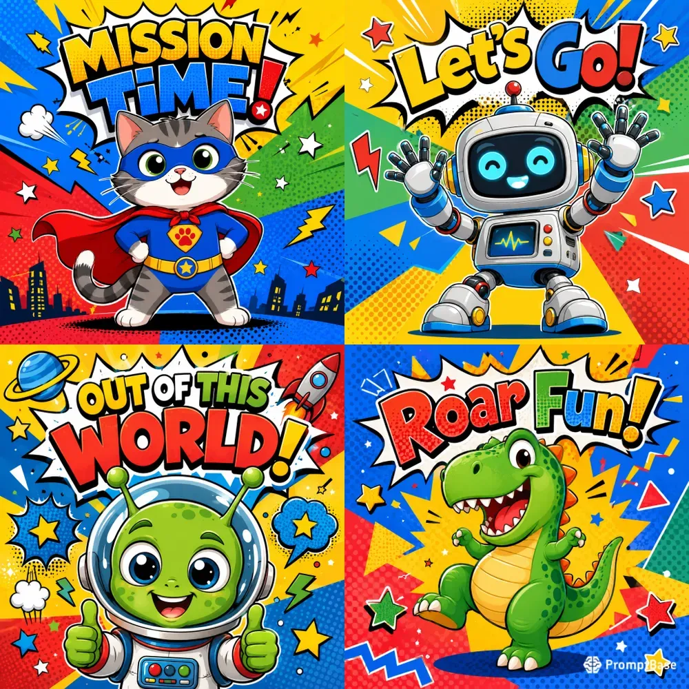 Playful Cartoon Burst Characters Designs
