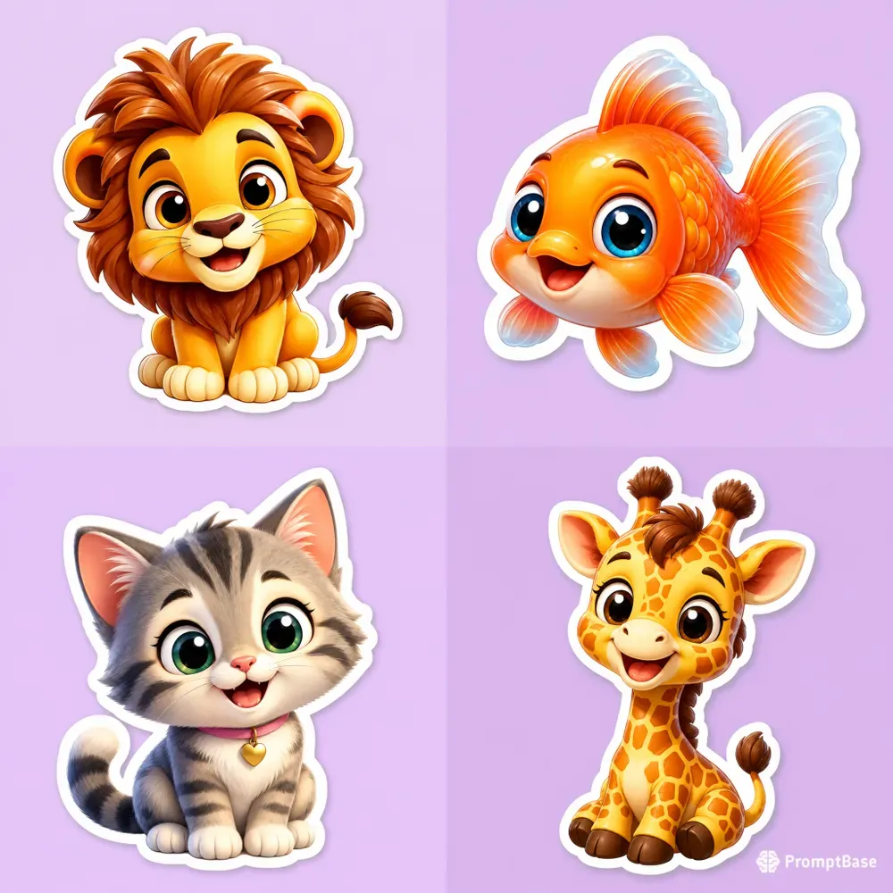 3D Cute Chibi Animal Stickers Generator