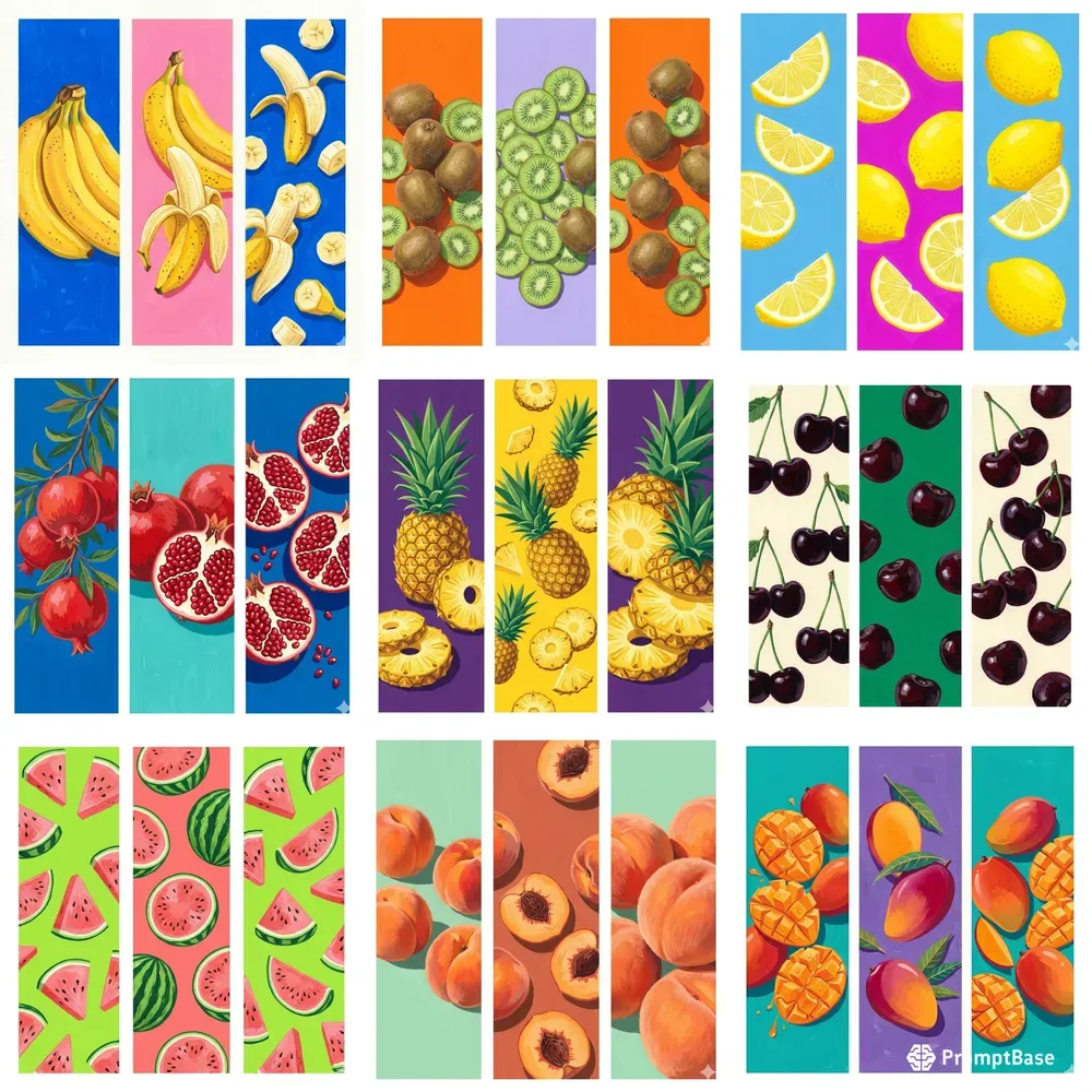 Summer Fruit Gouache Triple Panel Art