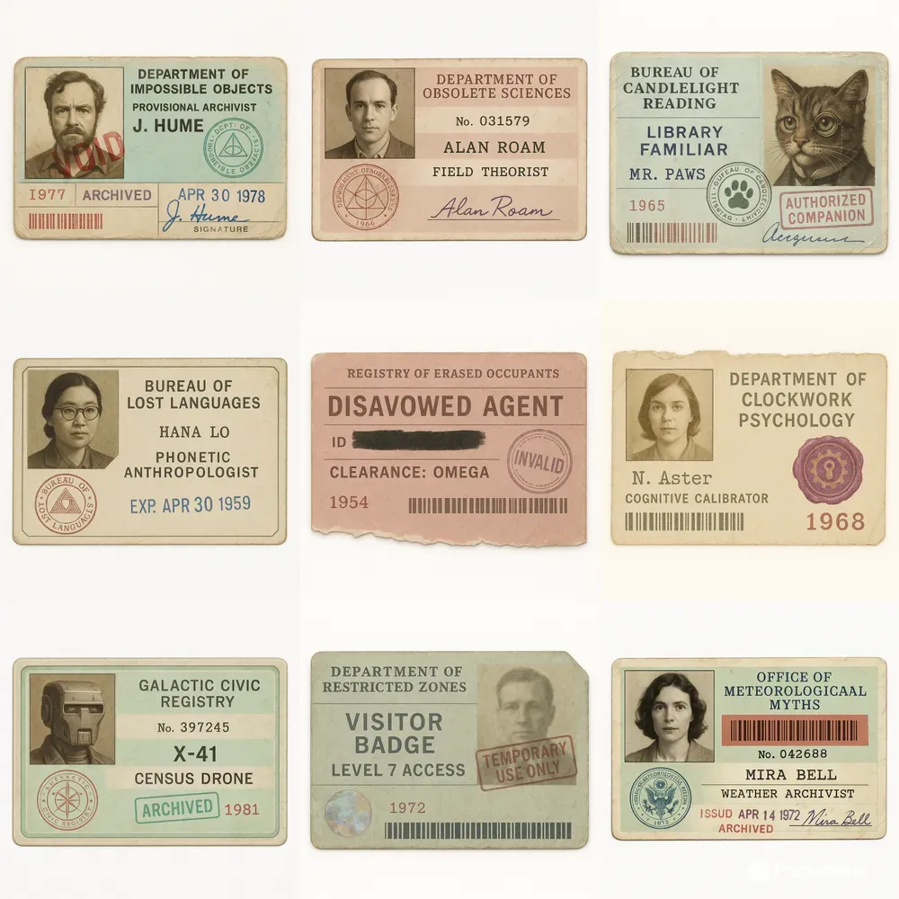 Vintage Bureau Id Card Style