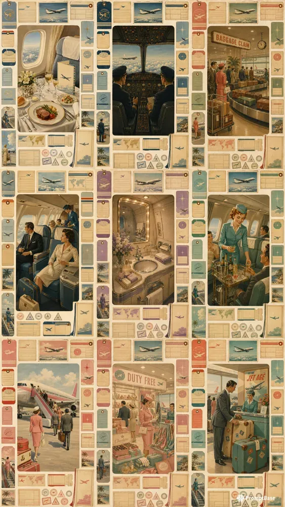Vintage 1960s Air Travel Ephemera Sheets