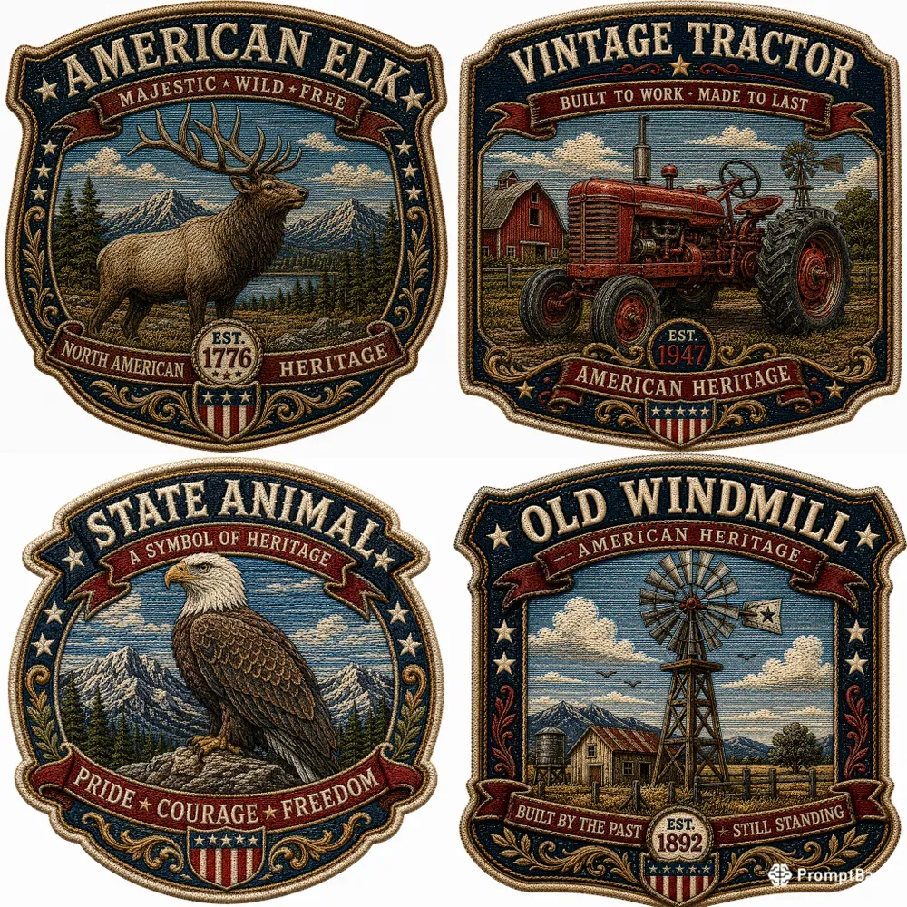 Vintage Americana Embroidered Patches