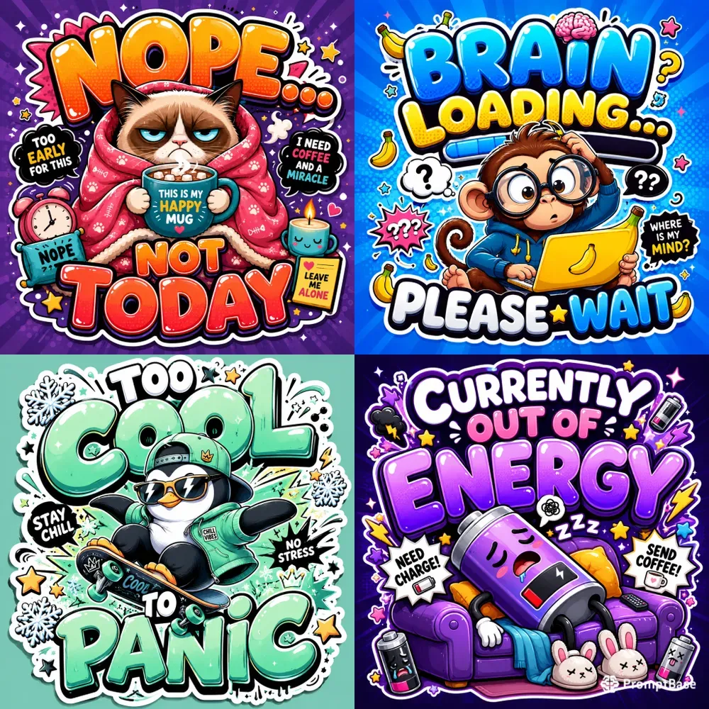 Cute Cartoon Quote Stickers