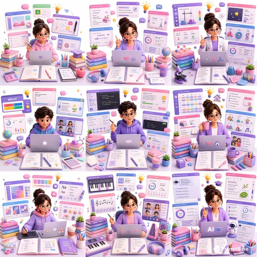Cute 3D Edtech Learning Toolkit Kits