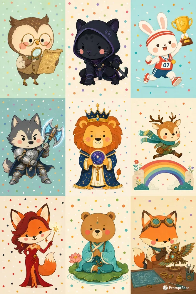 Vibrant Caricature Animal Cliparts