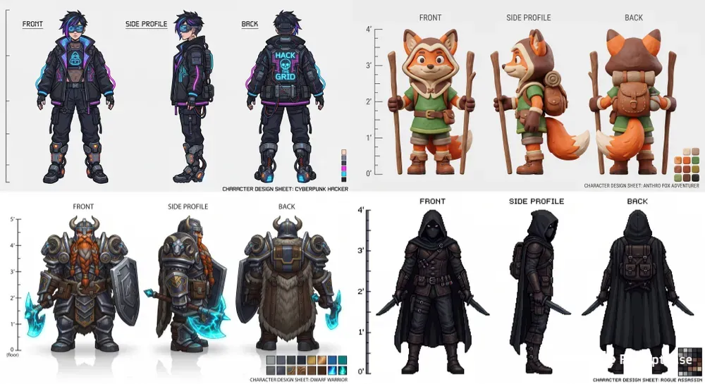 Video Game Character Turnarounds