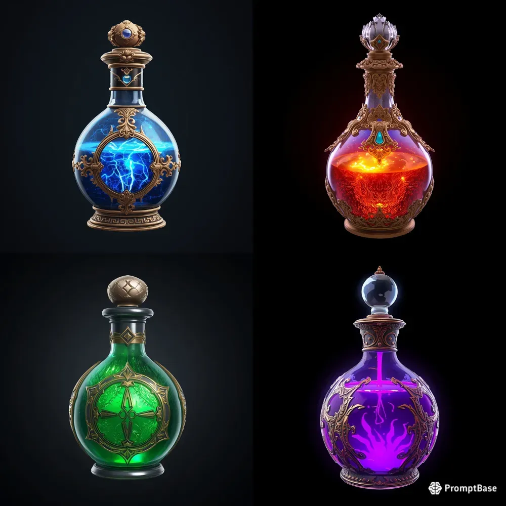 3D Magic Fantasy Potions Game Assets