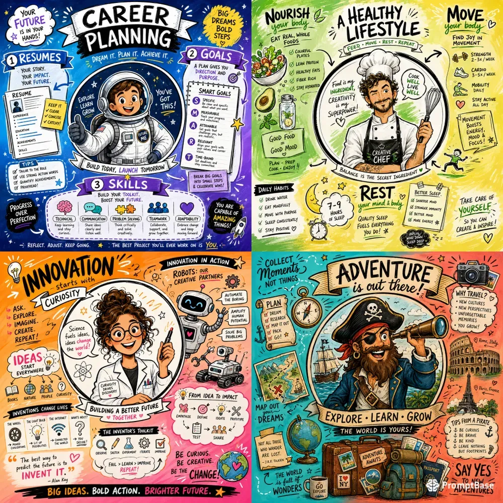 Whimsical Sketchnote Character Posters