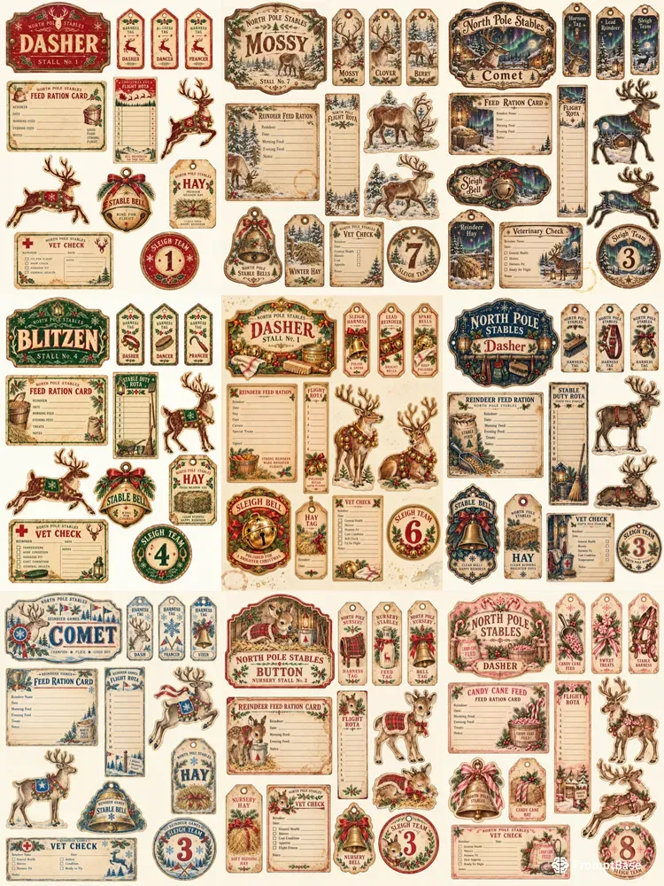 Reindeer Barn Ephemera Sheets