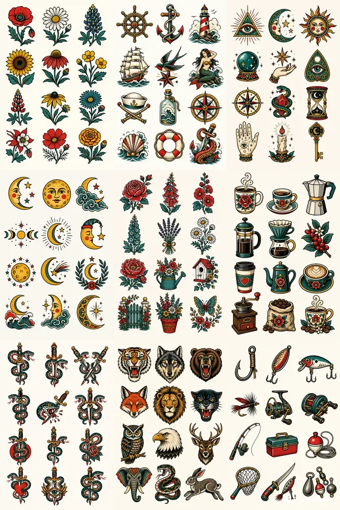 Old School Tattoo Flash Sheets
