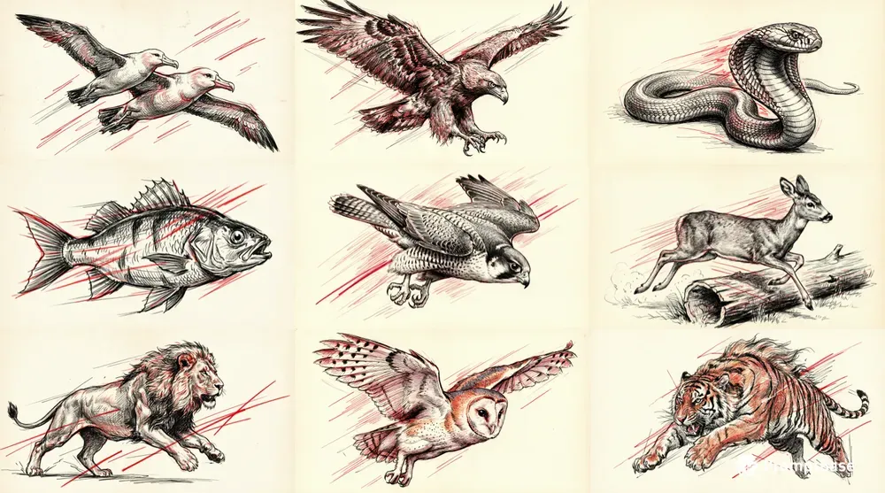 Red Black Ink Sketches