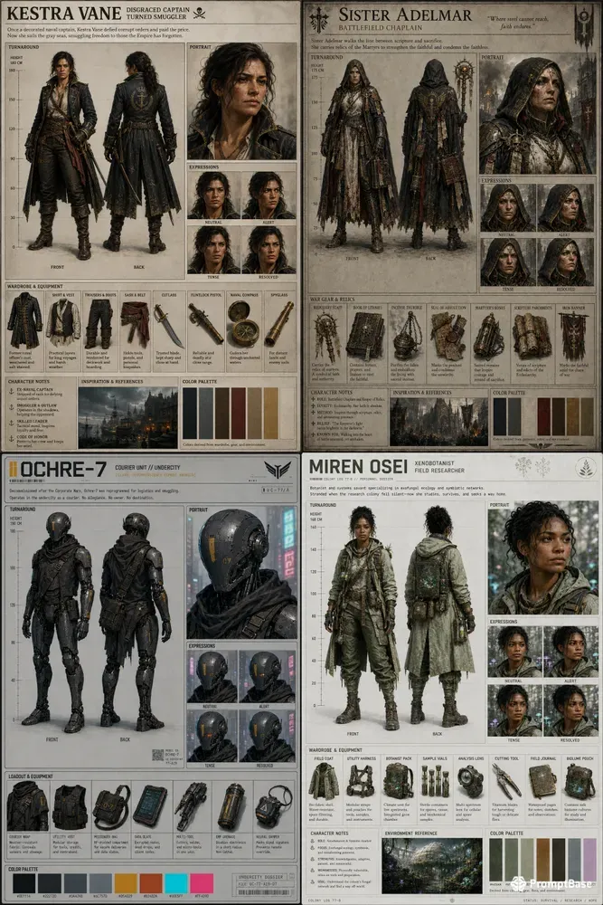 Character Blueprint Reference Sheets