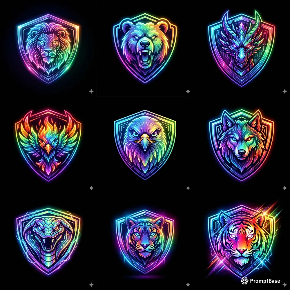 Neon Spectrum Animal Emblem Logos