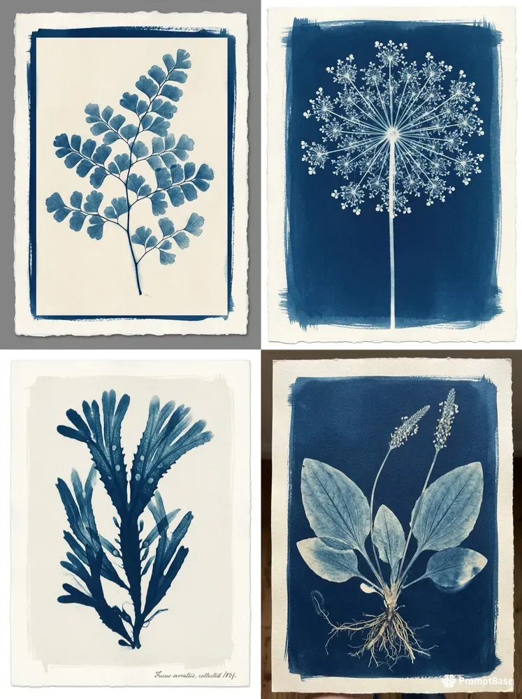 Cyanotype Botanical Ephemera Cards