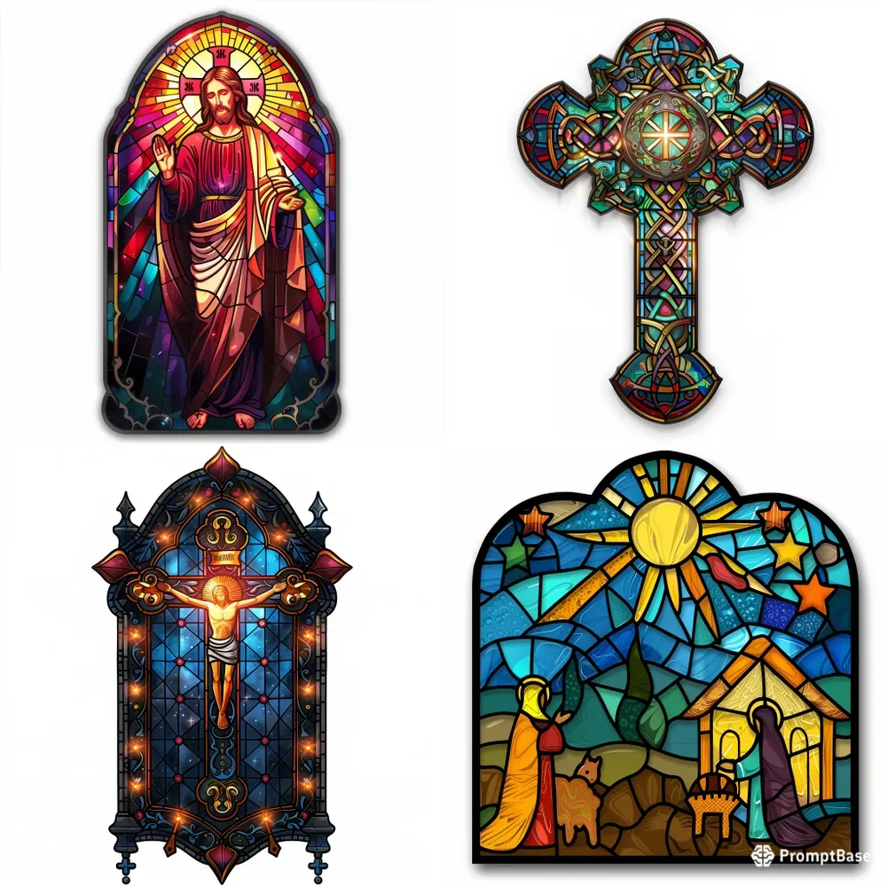 Luminous Catholic Stained Glass Stickers