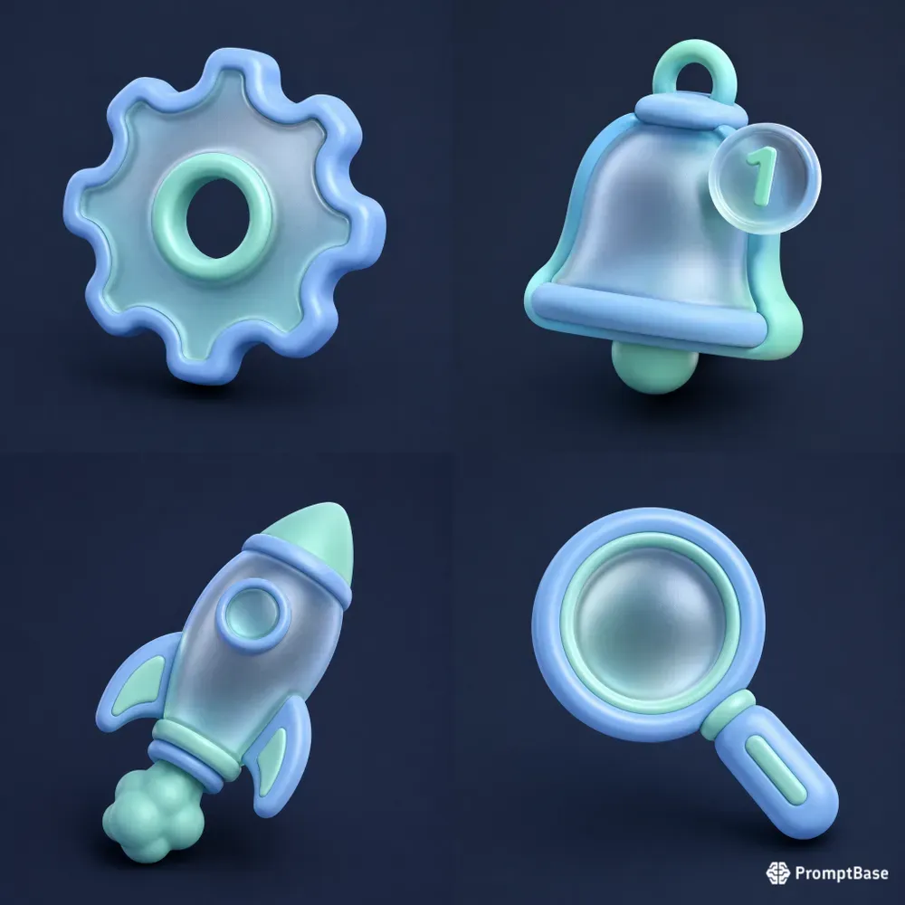 3D Clay Glass UI Icons Generator