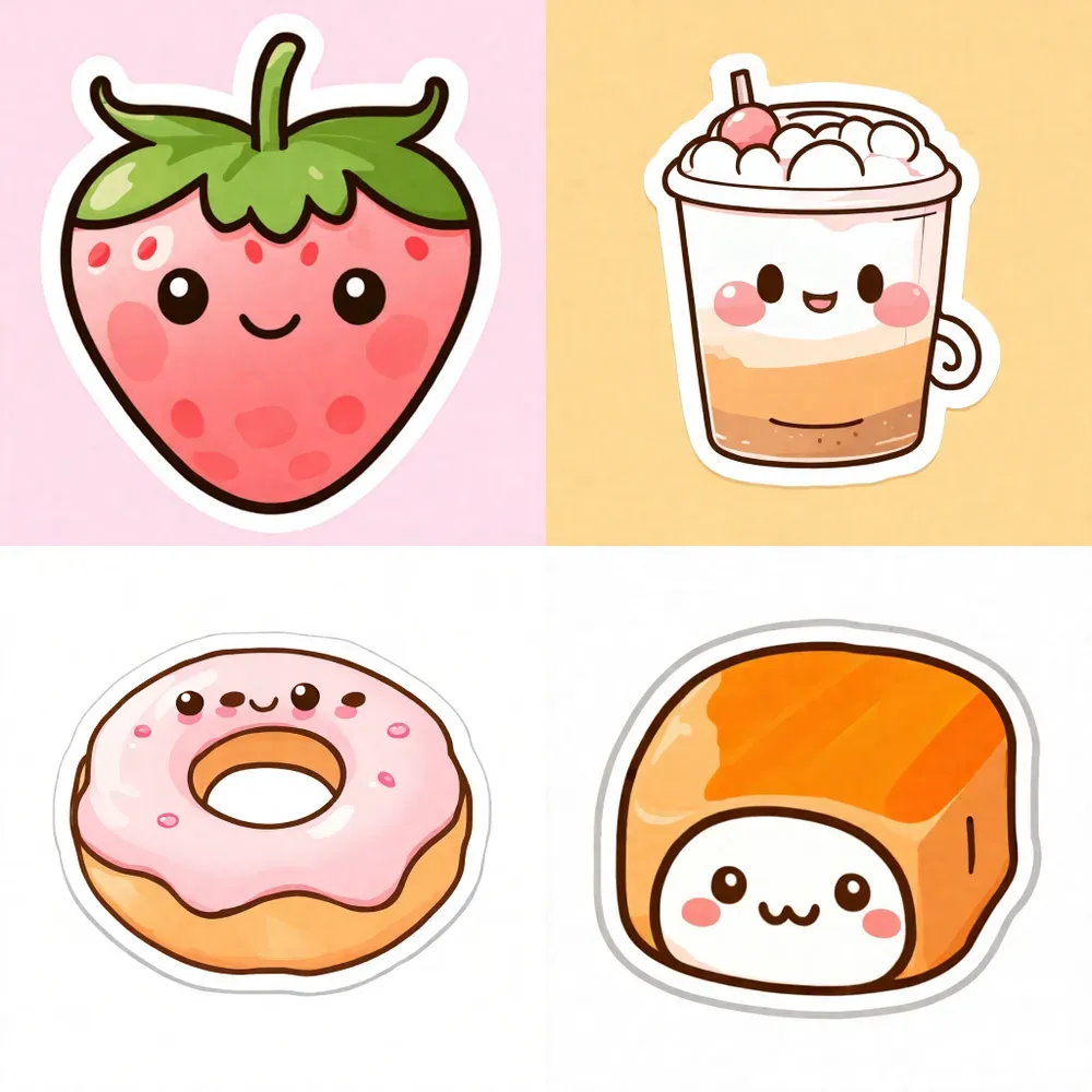 Kawaii Food Sticker Illustrations
