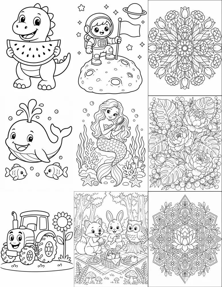 Coloring Book Page Line Art KDP Ready