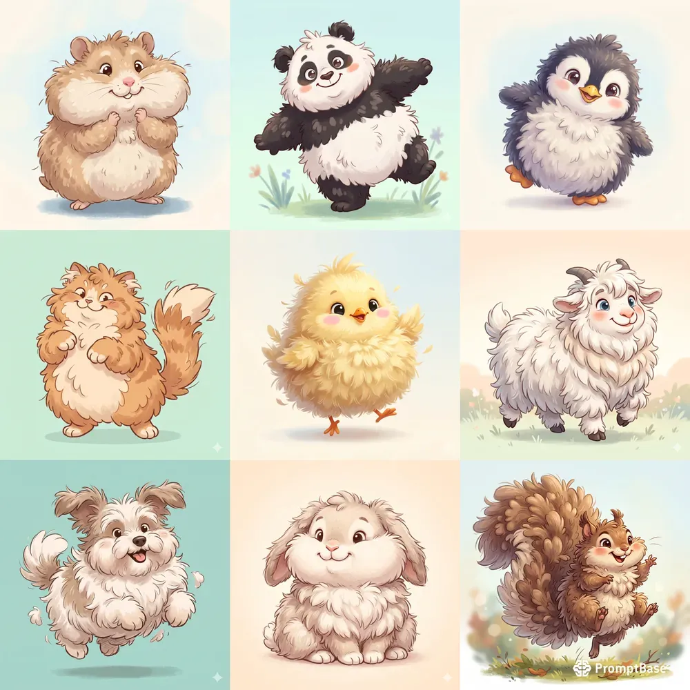 Fluffy Overstuffed Cartoon Animals