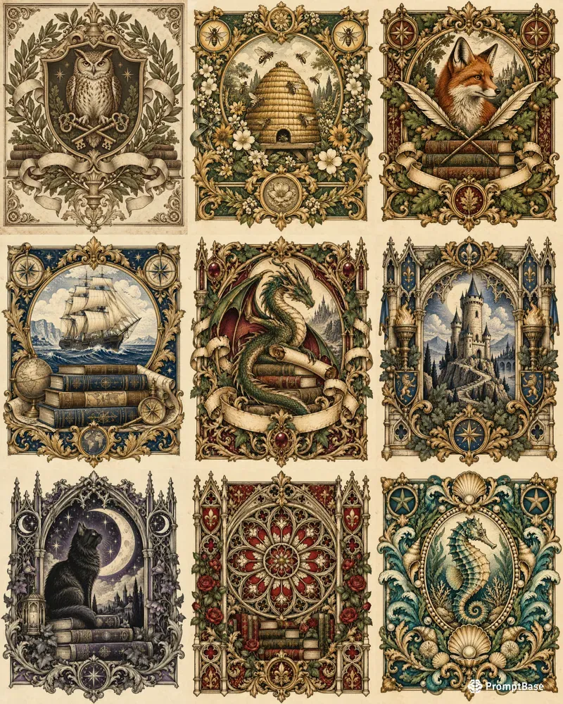 Antique Ex Libris Bookplates
