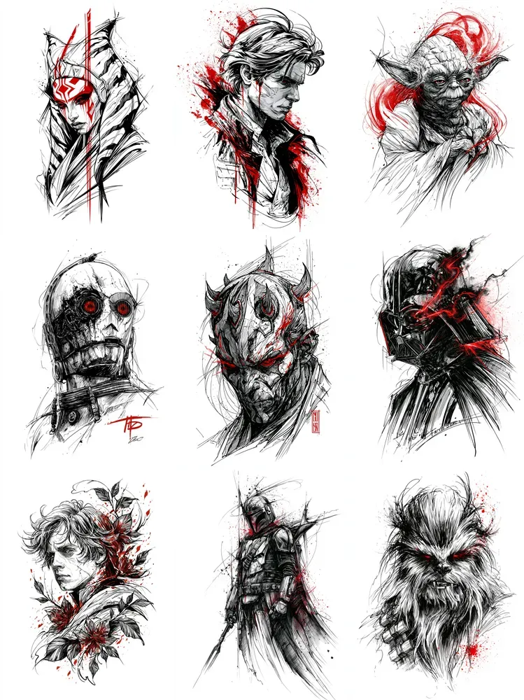 Star Wars Gothic Tattoo Line Art