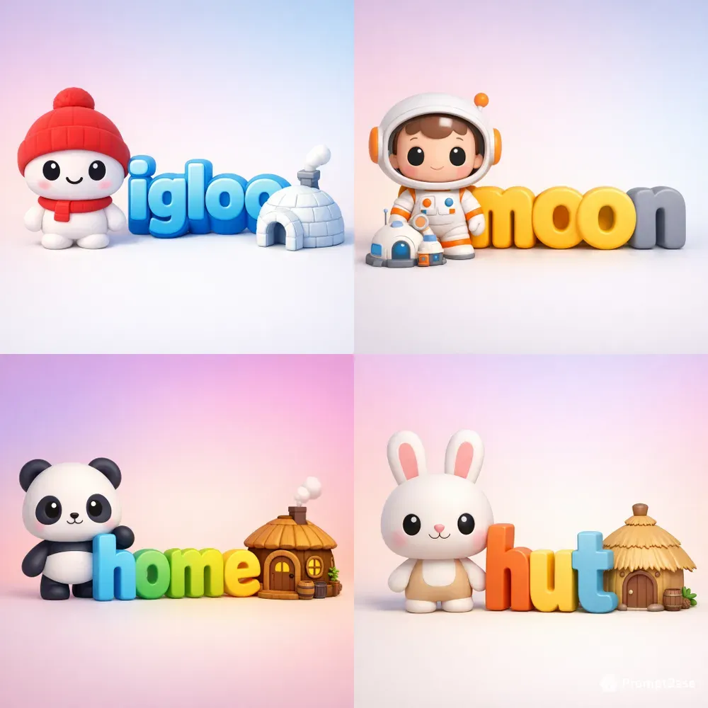 Cute 3D Toy Text Mini Home Logos