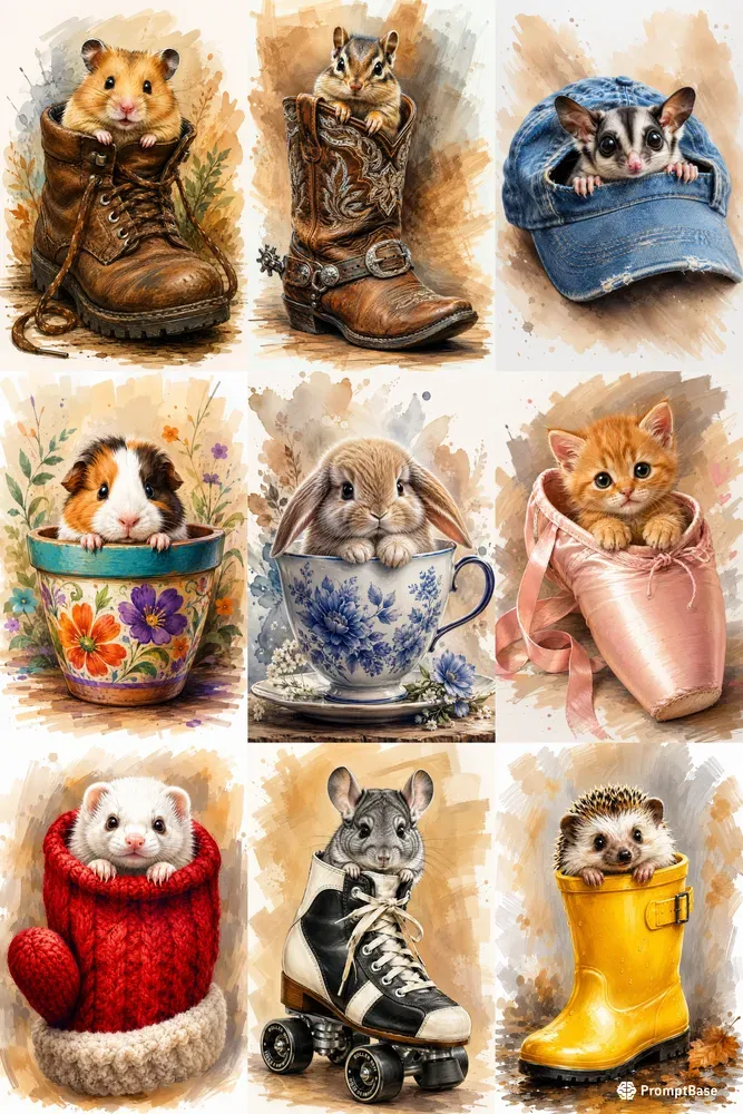 Tiny Animals In Oversized Objects