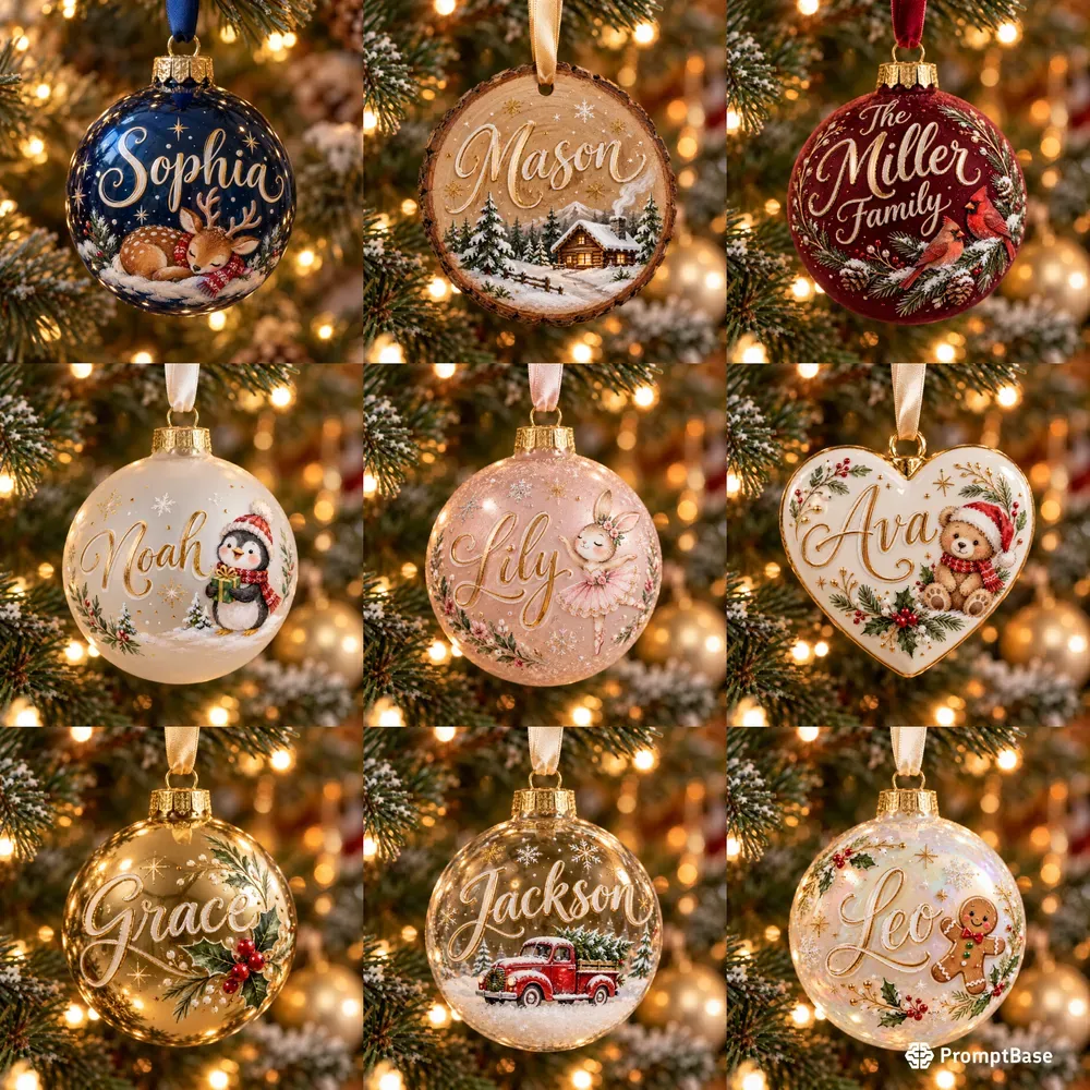 Handpainted Name Ornament Photos