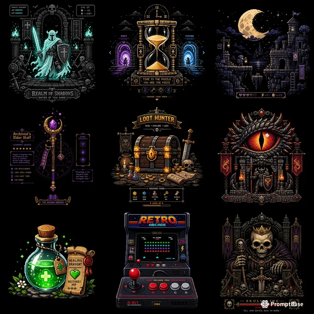 Retro Pixel Art Gaming Icons Packs
