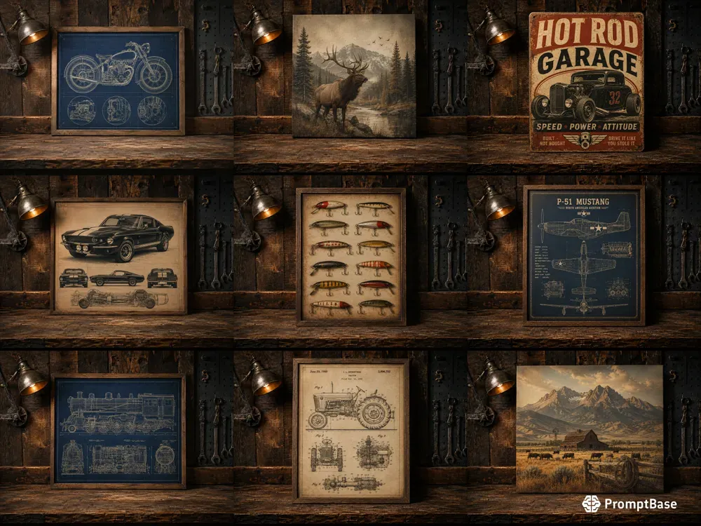 Vintage Garage Product Mockup Templates