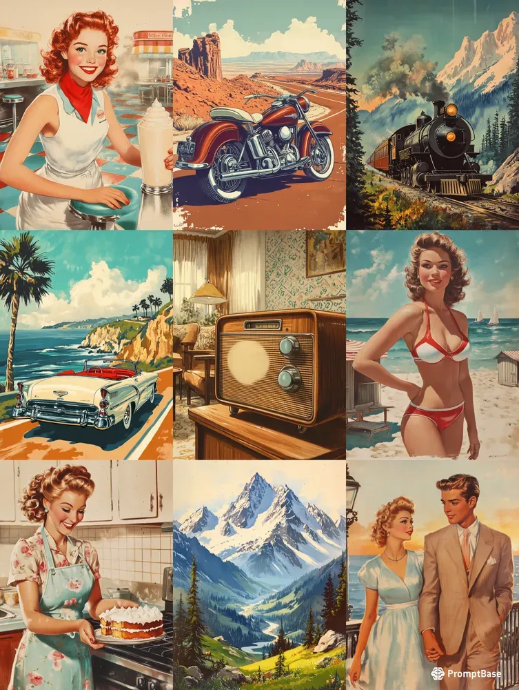 50s 60s Vintage Advertising Illustrations