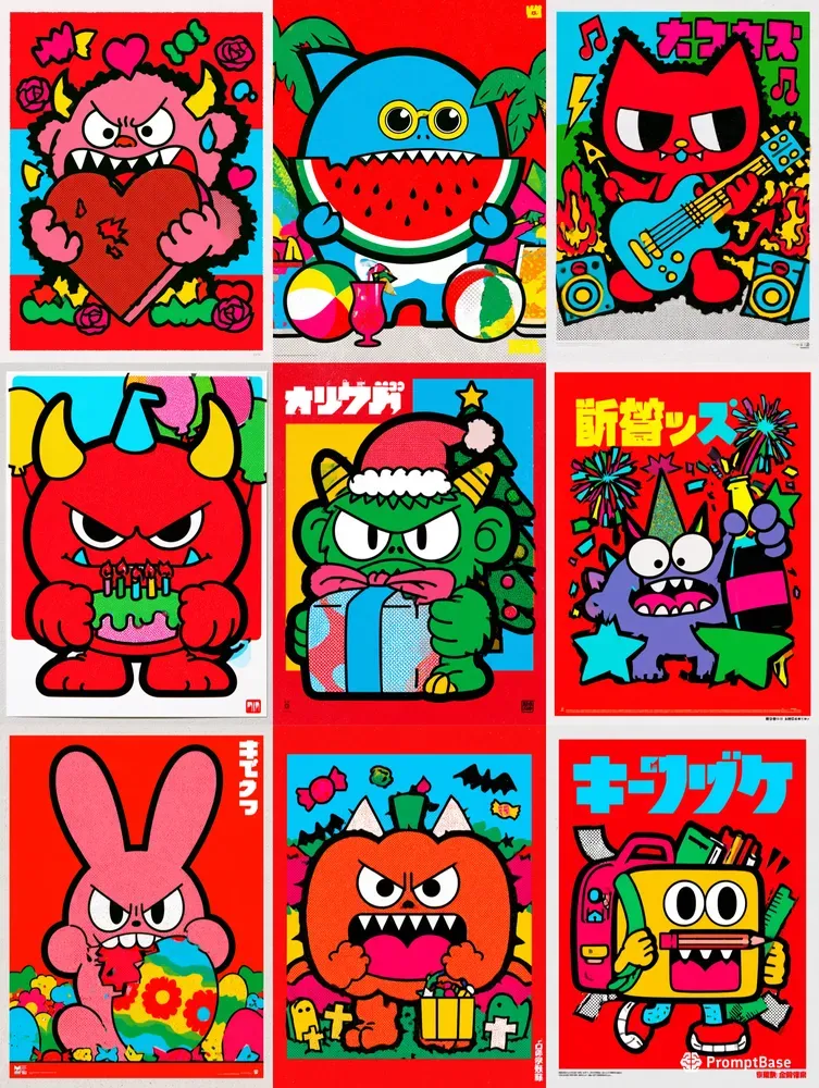 Cute Creepy Retro Mascot Posters