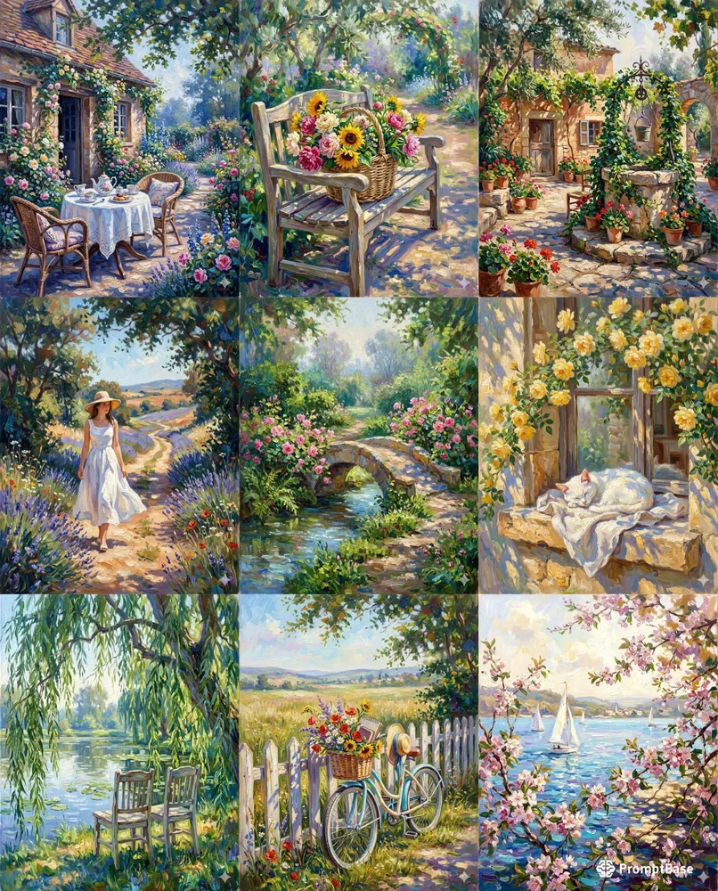 French Impressionist Garden Oil Art