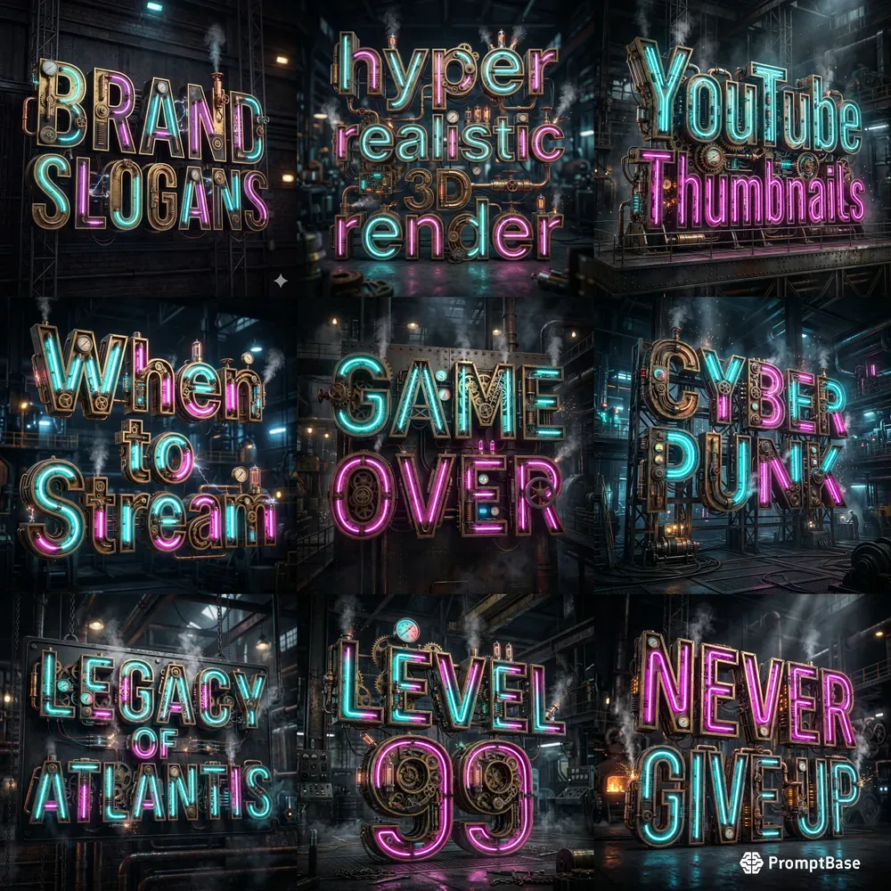 Industrial Neon Typography Artworks