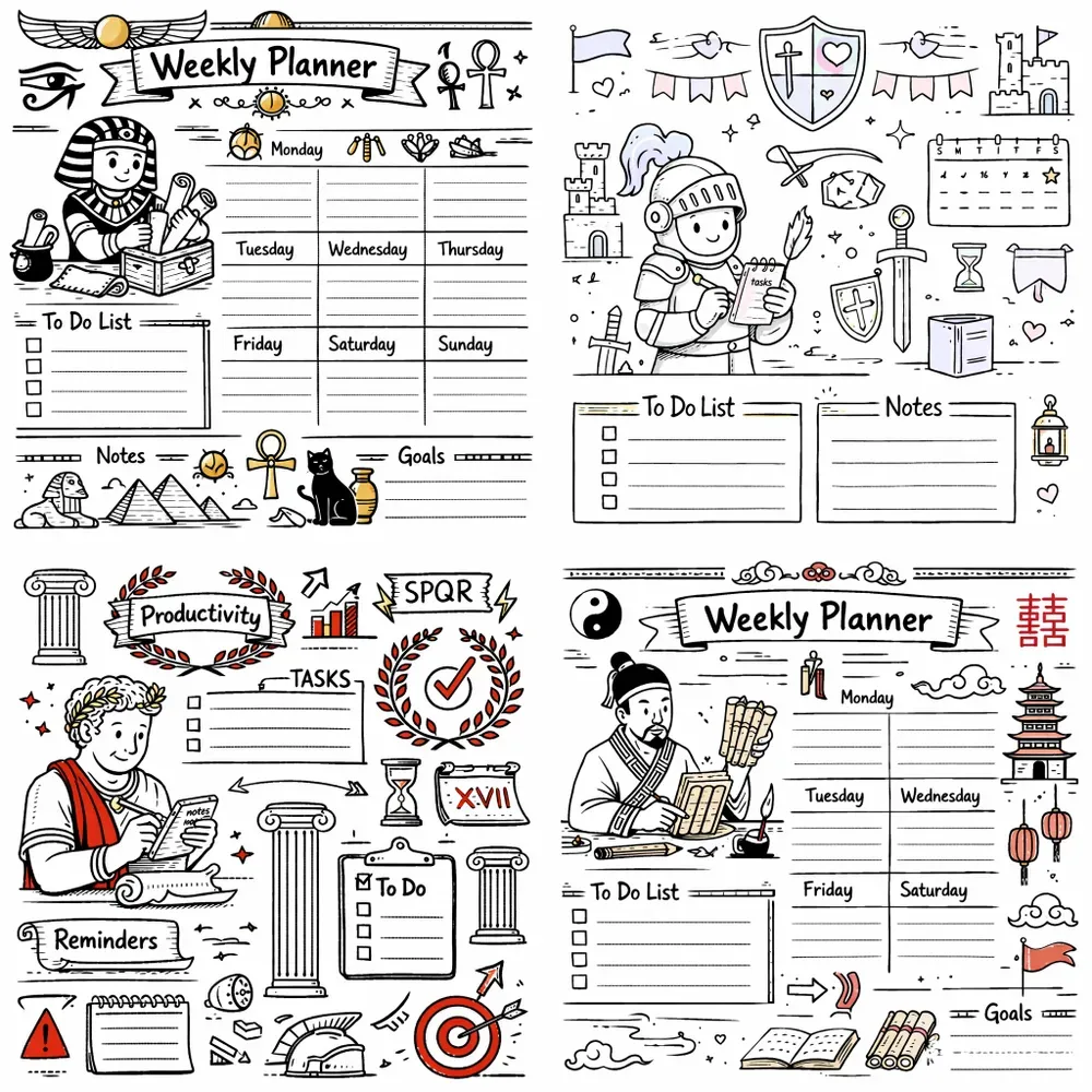 Minimal Weekly Planner Doodle Pack Sets