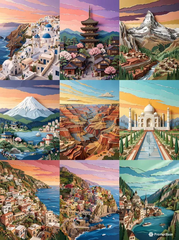 Papercraft Travel Poster Art
